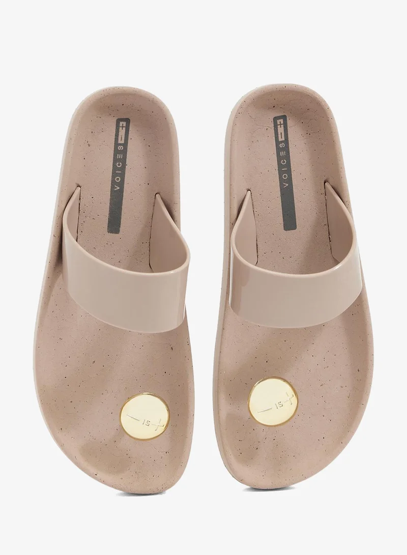 Voices Beige Pet-Beige-Gold Smooth Ball Women'S Anti Slip Sole  Single Strap Sandals - Beige for Women | Best Price UAE