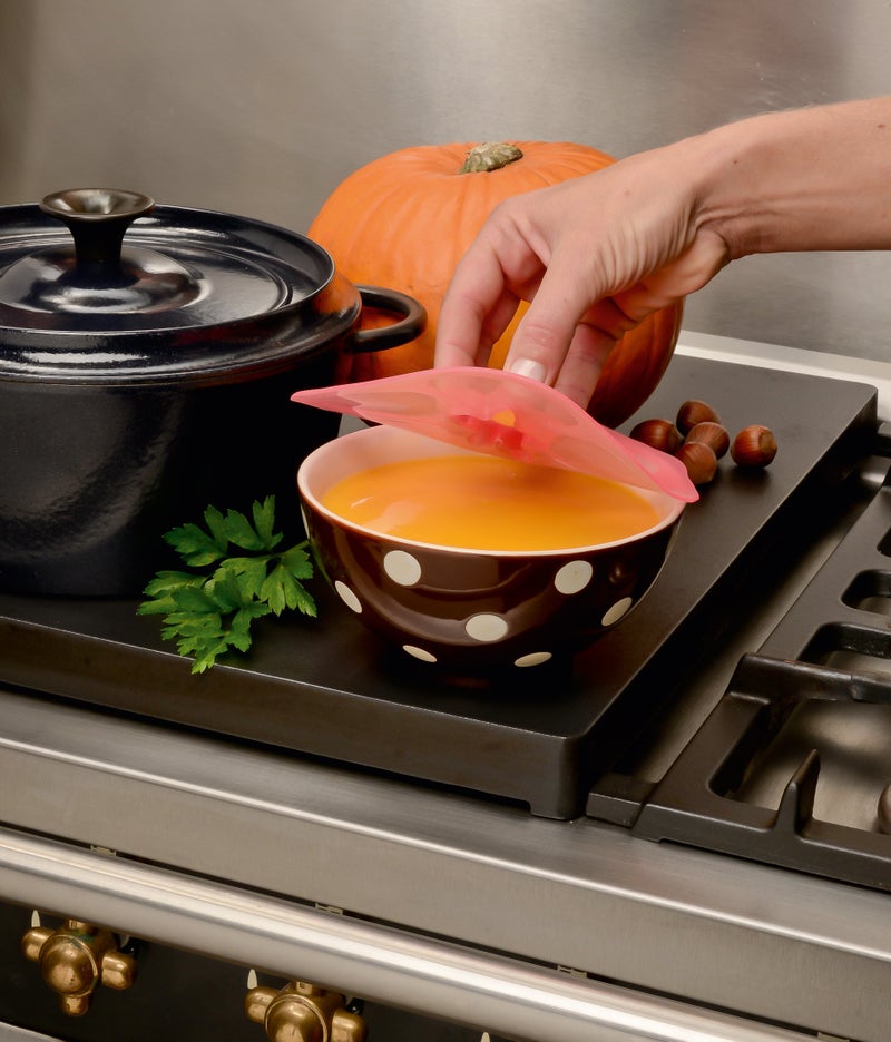 Charles Viancin - Hibiscus Silicone Lid for Food Storage and Cooking - 11''/28cm - Airtight Seal on Any Smooth Rim Surface - BPA-Free - Oven, Microwave, Freezer, Stovetop and Dishwasher Safe - Image 4