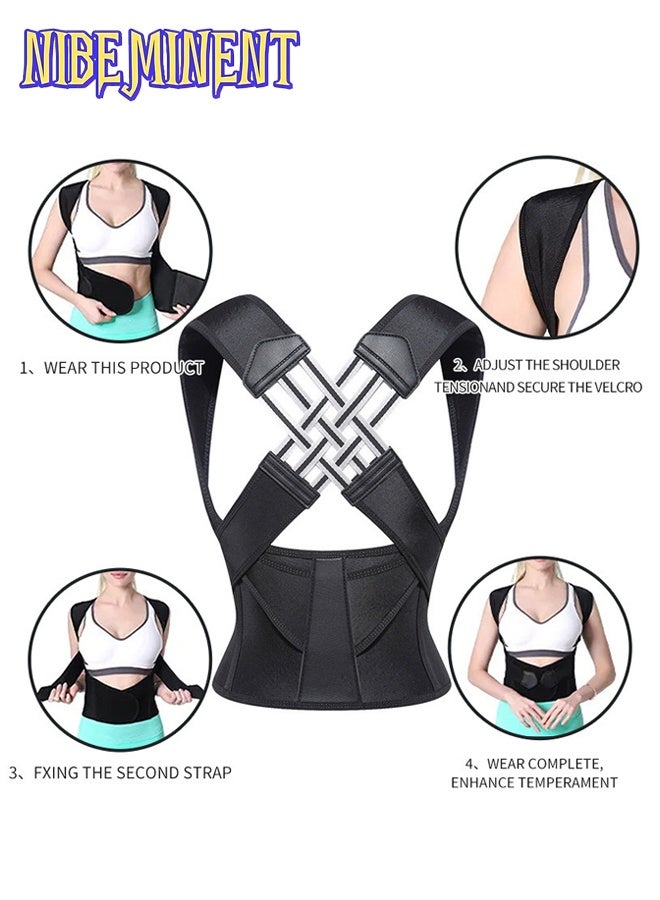 NIBEMINENT Back Brace, Posture Corrector for Women and Men, Back Support Straightener, Upper Back Brace Posture Trainer for Body Correction and Neck and Shoulder, Relieves pain, Straightens the Back  - Image 2