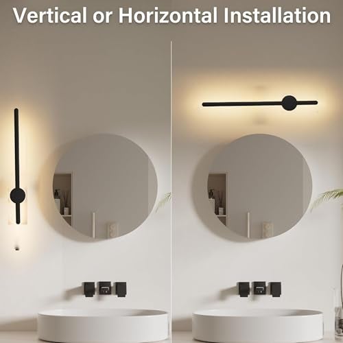 SINOMAN Contemporary LED Black Wall Light Vertical Metal Wall Lamp Soft & Bright LED 3 Step Color Changing, Ambient Lighting Ideal for Living Room, Bedroom, Hallway, Bathroom and Home Decoration - Image 2