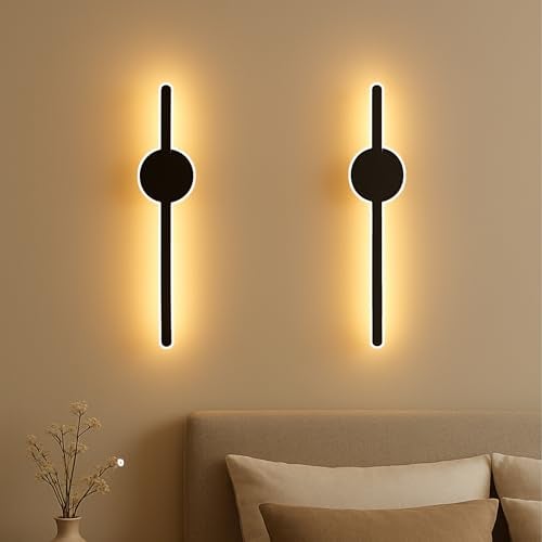 SINOMAN Contemporary LED Black Wall Light Vertical Metal Wall Lamp Soft & Bright LED 3 Step Color Changing, Ambient Lighting Ideal for Living Room, Bedroom, Hallway, Bathroom and Home Decoration - Image 5