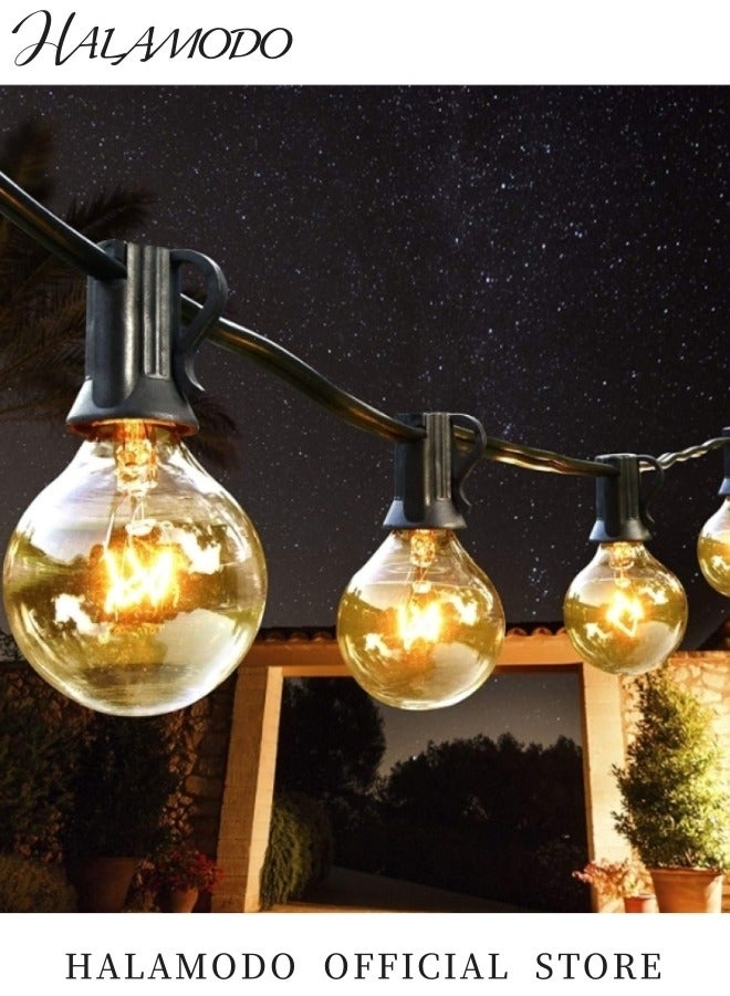 HALAMODO 25ft Outdoor String Lights Patio Lights with 25 G40 Bulbs & 1 Spare Bulbs Connectable Yard Hanging Lights for Party & Tents & Patio & Gazebo & Porch & Backyard Balcony Outside Decor - Image 3