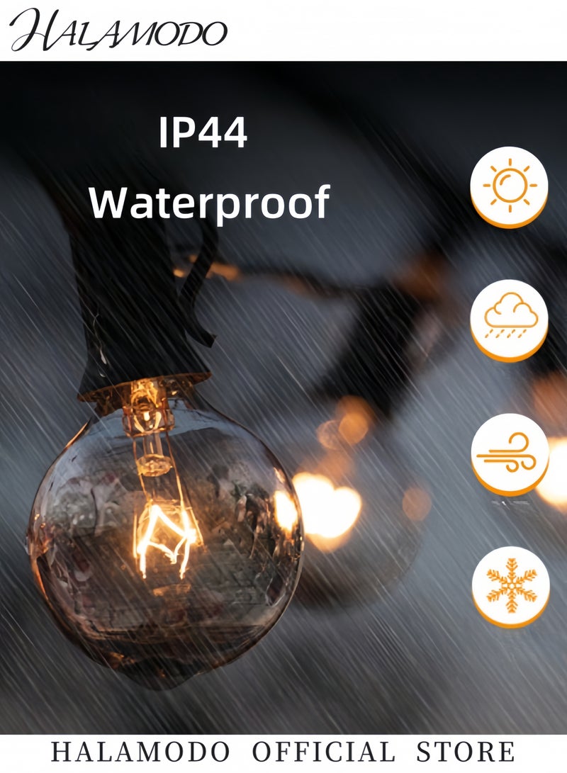 HALAMODO 25ft Outdoor String Lights Patio Lights with 25 G40 Bulbs & 1 Spare Bulbs Connectable Yard Hanging Lights for Party & Tents & Patio & Gazebo & Porch & Backyard Balcony Outside Decor - Image 4