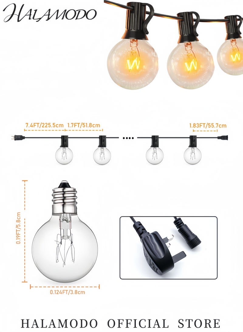 HALAMODO 25ft Outdoor String Lights Patio Lights with 25 G40 Bulbs & 1 Spare Bulbs Connectable Yard Hanging Lights for Party & Tents & Patio & Gazebo & Porch & Backyard Balcony Outside Decor - Image 5