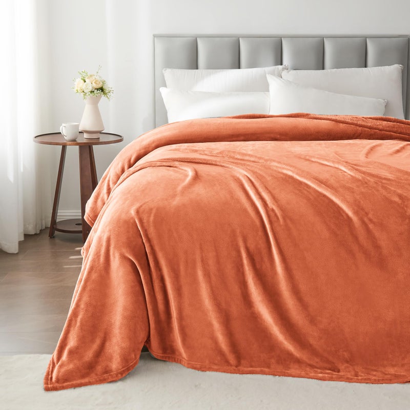 بيديليت بطانيات برتقالية محترقة برتقالية للأريكة وسرير 300GSM فاخرة فاخرة بطانية فاخرة مريحة 50 "" × 60 " - Image 5