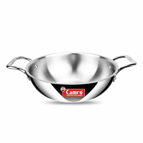 Camro Triply Metal Artisian Induction Friendly | Triply Stainless Steel Cookware I Tri Ply kadhai with Induction Base I (Triply Artisian Kadhai, 28 cm, 4.4 Litre) - Image 1