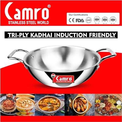 Camro Triply Metal Artisian Induction Friendly | Triply Stainless Steel Cookware I Tri Ply kadhai with Induction Base I (Triply Artisian Kadhai, 28 cm, 4.4 Litre) - Image 3