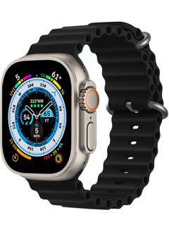 for Apple Watch Band Strap 42mm 44mm 45mm 49mm Ocean Soft Silicone Wristband Sport Replacement Bands with Adjustable Stainless Steel Buckle for iWatch Ultra Series 8 7 SE 6 5 4 3 2 1（Black）