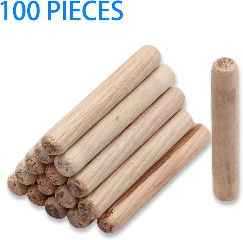 BokWin 100 Pack Wooden Dowel Pins 6mm x 40mm (Approx 1/4" x 1-1/2") Wood Fluted Dowels Rods Kiln Dried Fluted and Beveled, Hardwood Crafts Dowel Pegs - Image 2