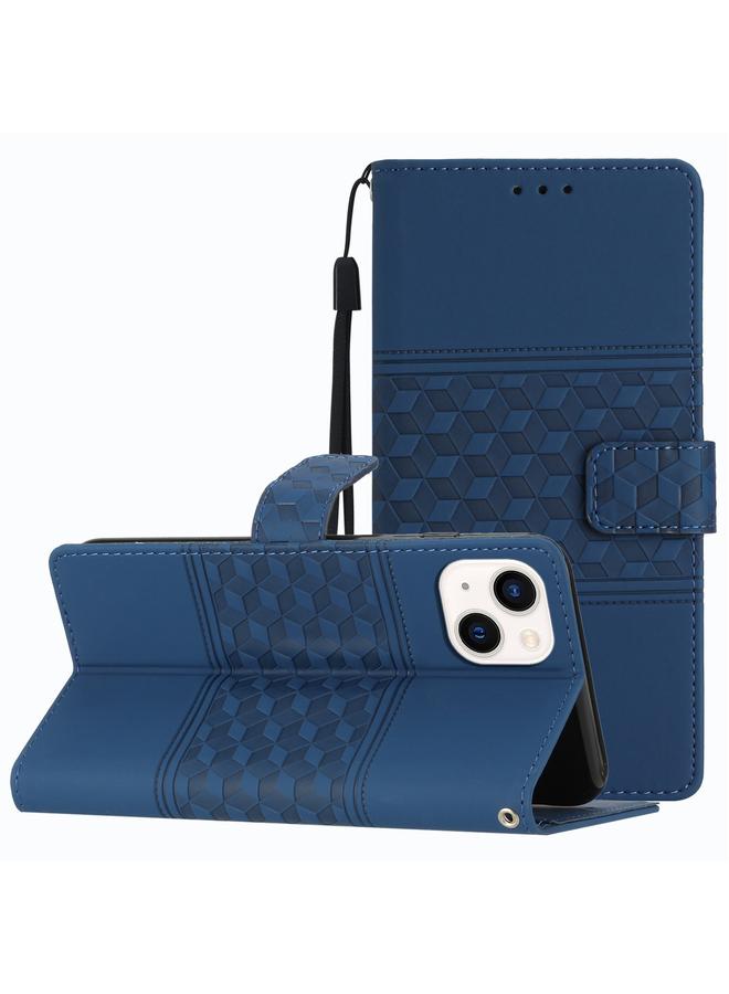S-TOP Case For iPhone 13 mini Diamond Embossed Skin Feel Leather Phone Case with Lanyard - Image 1