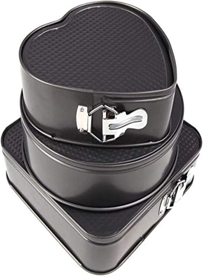 Feelings - Set of Three Springform Pans Cake Bake Mould Mold Bakeware with Removable Bottom Round Heart Square Shape Versatile Sturdy