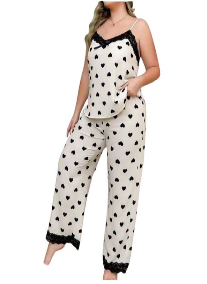 Generic - 3-piece pajama robe set - custom size - heart print - white - Image 1