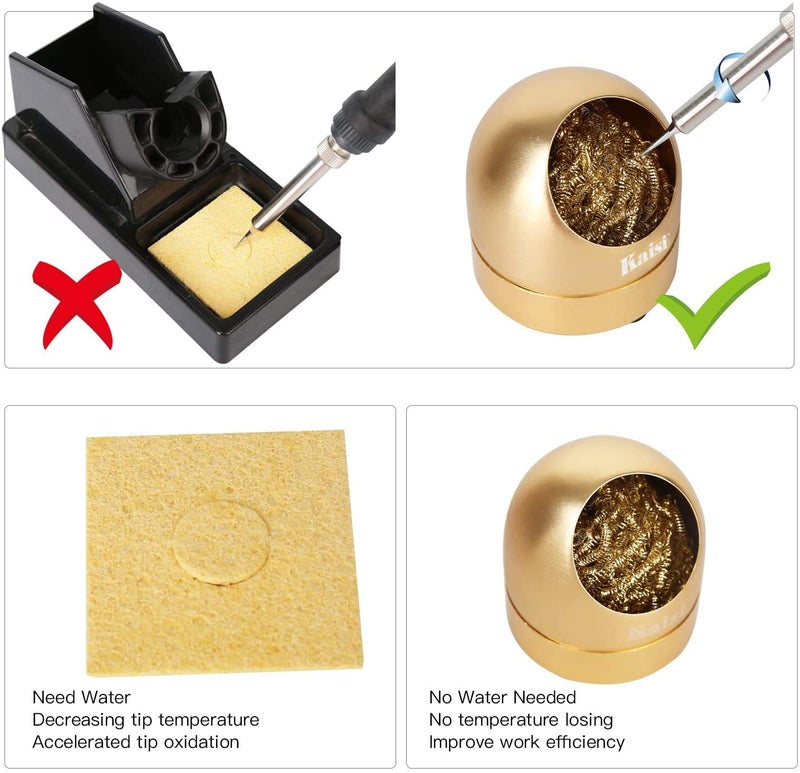 Kaisiking Soldering Iron Tip Cleaner Solder Tip Cleaning Wire and Holder Station Soft Coiled Brass with 3 Pcs Solder Tip Cleaning Wire and 1 Pcs Holder For Cleaning Soldering Irons and Tips - Image 5