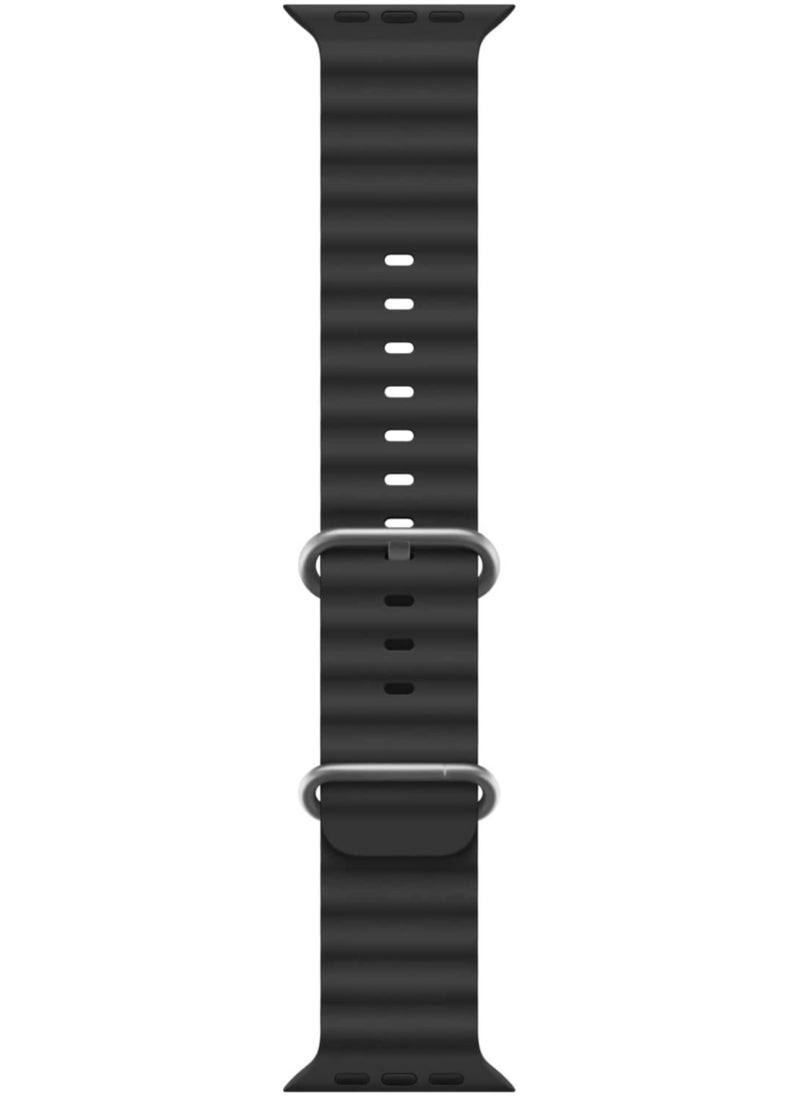 ELTRAZONE Ocean Band Compatible with Apple Watch Band Ultra 49mm 45mm 44mm 42mm, Adjustable Loop with Buckle Soft Stretchy Silicone Sports Band for iWatch Series SE 8 7 6 5 4 3 2 1 Men Women, Black  - Image 4