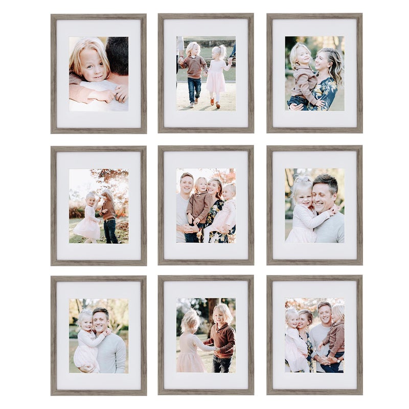 Sheffield Home 9 Piece Gallery Wall Frame Set, 11x14 Inch, Natural - Image 1