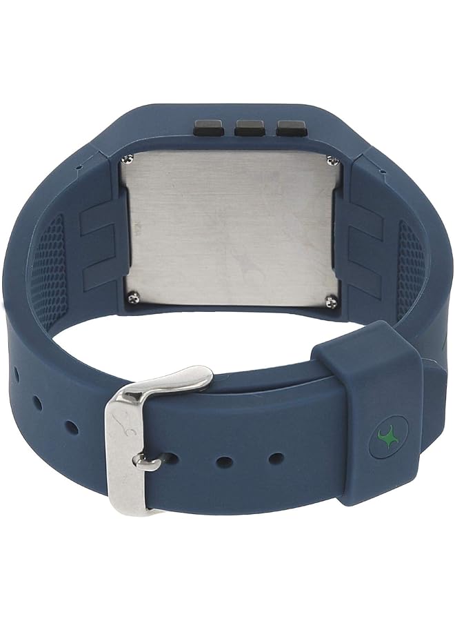 فاستراك 38010Pp02 ساعة رقمية للرجال مقاومة للماء حتى 30 مترًا بمينا أسود وسوار من السيليكون باللون الأزرق - Image 4