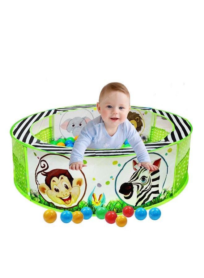 FunBlast Ball Pool for Kids, Foldable Round Zoo Ball Pool Play Tent Kids, Indoor/Outdoor Ball Pit with 50 Balls, Large Size Ball Pool Game for 2-5 Years Old Kids, Boys, Girls (Multicolor) - Image 1