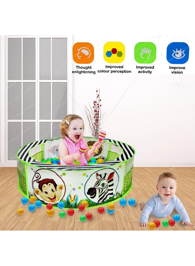 FunBlast Ball Pool for Kids, Foldable Round Zoo Ball Pool Play Tent Kids, Indoor/Outdoor Ball Pit with 50 Balls, Large Size Ball Pool Game for 2-5 Years Old Kids, Boys, Girls (Multicolor) - Image 5