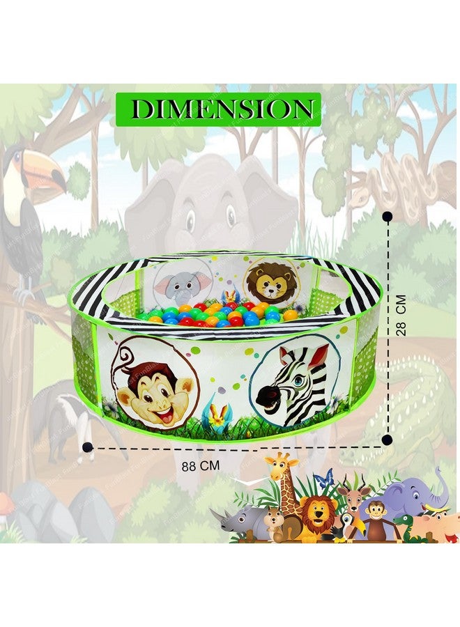 FunBlast Ball Pool for Kids, Foldable Round Zoo Ball Pool Play Tent Kids, Indoor/Outdoor Ball Pit with 50 Balls, Large Size Ball Pool Game for 2-5 Years Old Kids, Boys, Girls (Multicolor) - Image 2