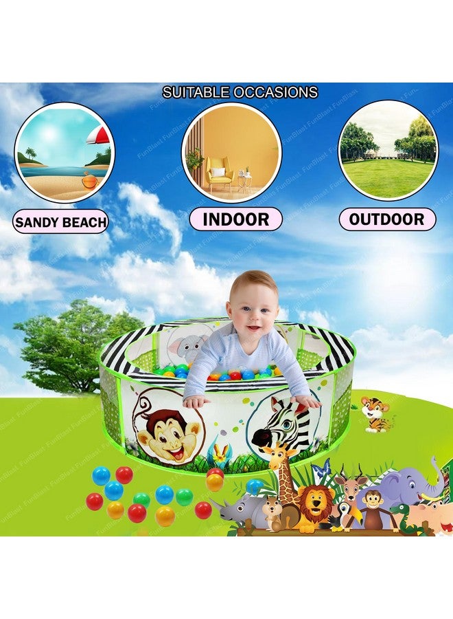 FunBlast Ball Pool for Kids, Foldable Round Zoo Ball Pool Play Tent Kids, Indoor/Outdoor Ball Pit with 50 Balls, Large Size Ball Pool Game for 2-5 Years Old Kids, Boys, Girls (Multicolor) - Image 4
