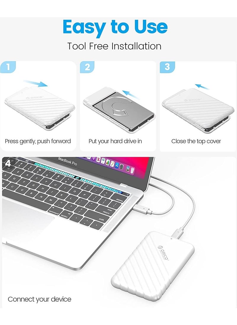 Orico USB 3.0 Micro B 2.5” inch SATA SSD Hard Disk Box White  - Image 5