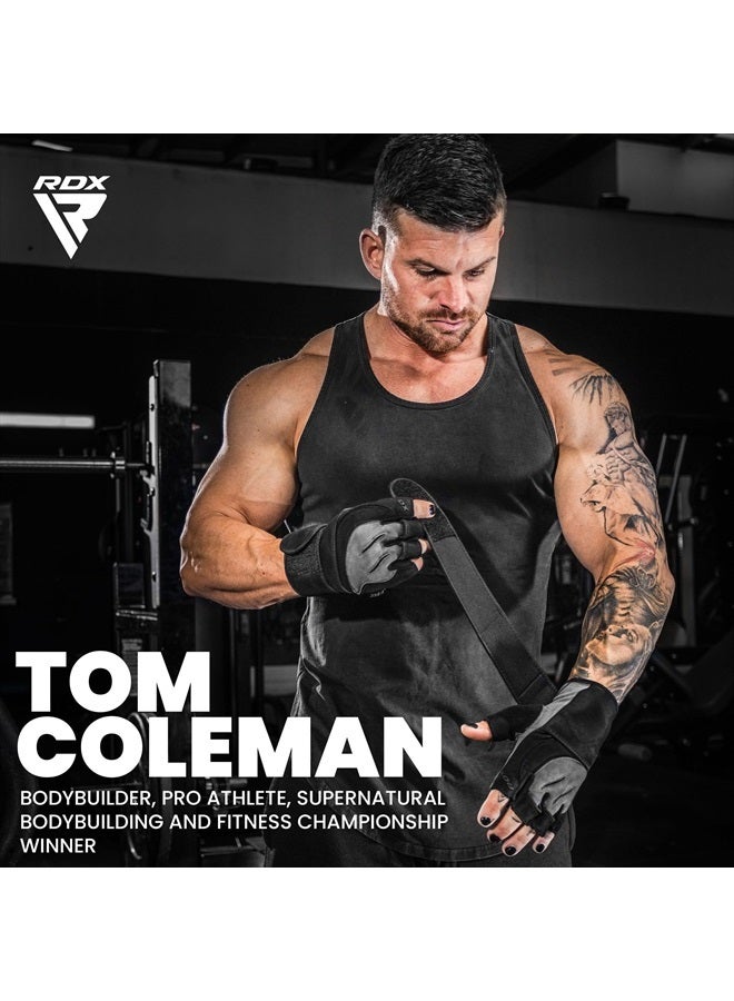 Rdx قفازات رفع الأثقال مع دعم المعصم، أحزمة معصم بطول 50 سم، راحة لPalm مضادة للانزلاق، قبضة تنفسية لصالة الألعاب الرياضية لتدريب اللياقة البدنية، رفع الأثقال، تمارين كمال الأجسام للرجال والنساء - Image 3