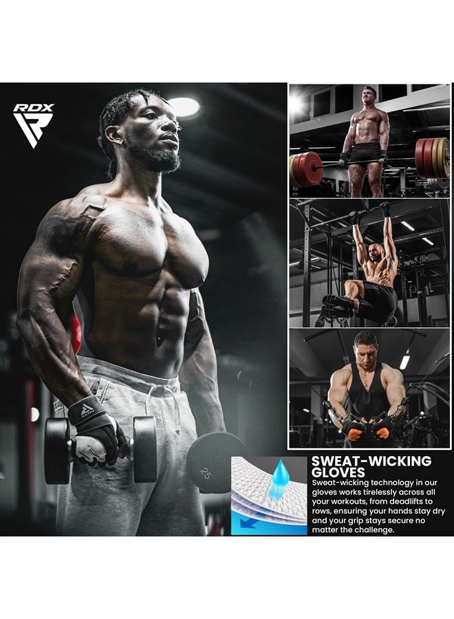 Rdx قفازات رفع الأثقال مع دعم المعصم، أحزمة معصم بطول 50 سم، راحة لPalm مضادة للانزلاق، قبضة تنفسية لصالة الألعاب الرياضية لتدريب اللياقة البدنية، رفع الأثقال، تمارين كمال الأجسام للرجال والنساء - Image 5