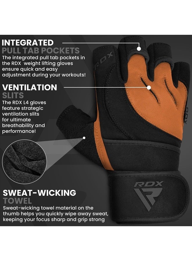 Rdx قفازات رفع الأثقال مع دعم المعصم، أحزمة معصم بطول 50 سم، راحة لPalm مضادة للانزلاق، قبضة تنفسية لصالة الألعاب الرياضية لتدريب اللياقة البدنية، رفع الأثقال، تمارين كمال الأجسام للرجال والنساء - Image 4