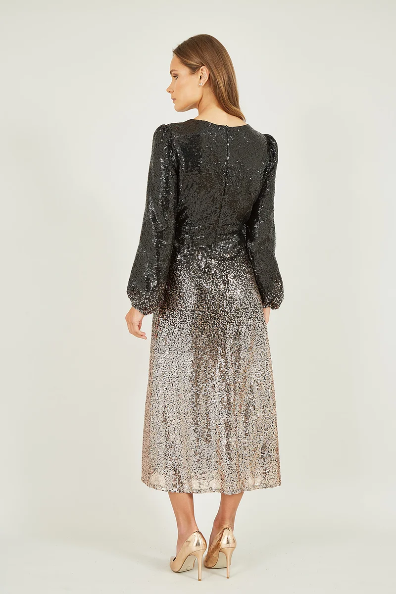 Yumi Sequin Ombre Midi Dress