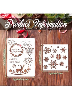 Yahenda 15 Pieces Christmas Stencils 7 x 10 Inch Large Holiday Paint Stencils 6 x 6 Inch Christmas Templates Snowflake Stencils for Windows DIY Art Floor Wall Drawing Painting Spraying Wood, 15 Styles  - Image 3