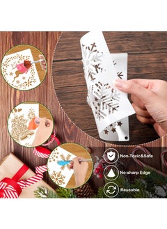 Yahenda 15 Pieces Christmas Stencils 7 x 10 Inch Large Holiday Paint Stencils 6 x 6 Inch Christmas Templates Snowflake Stencils for Windows DIY Art Floor Wall Drawing Painting Spraying Wood, 15 Styles  - Image 4