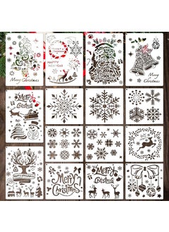 Yahenda 15 Pieces Christmas Stencils 7 x 10 Inch Large Holiday Paint Stencils 6 x 6 Inch Christmas Templates Snowflake Stencils for Windows DIY Art Floor Wall Drawing Painting Spraying Wood, 15 Styles  - Image 1