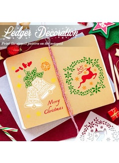 Yahenda 15 Pieces Christmas Stencils 7 x 10 Inch Large Holiday Paint Stencils 6 x 6 Inch Christmas Templates Snowflake Stencils for Windows DIY Art Floor Wall Drawing Painting Spraying Wood, 15 Styles  - Image 5