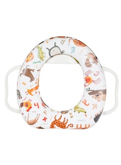 Potty-Training Seat – Comfortable, Non-Slip Design with Handles, Fun Patterns, Easy-to-Clean for Babies, Toddlers, Boys & Girls, WHITE