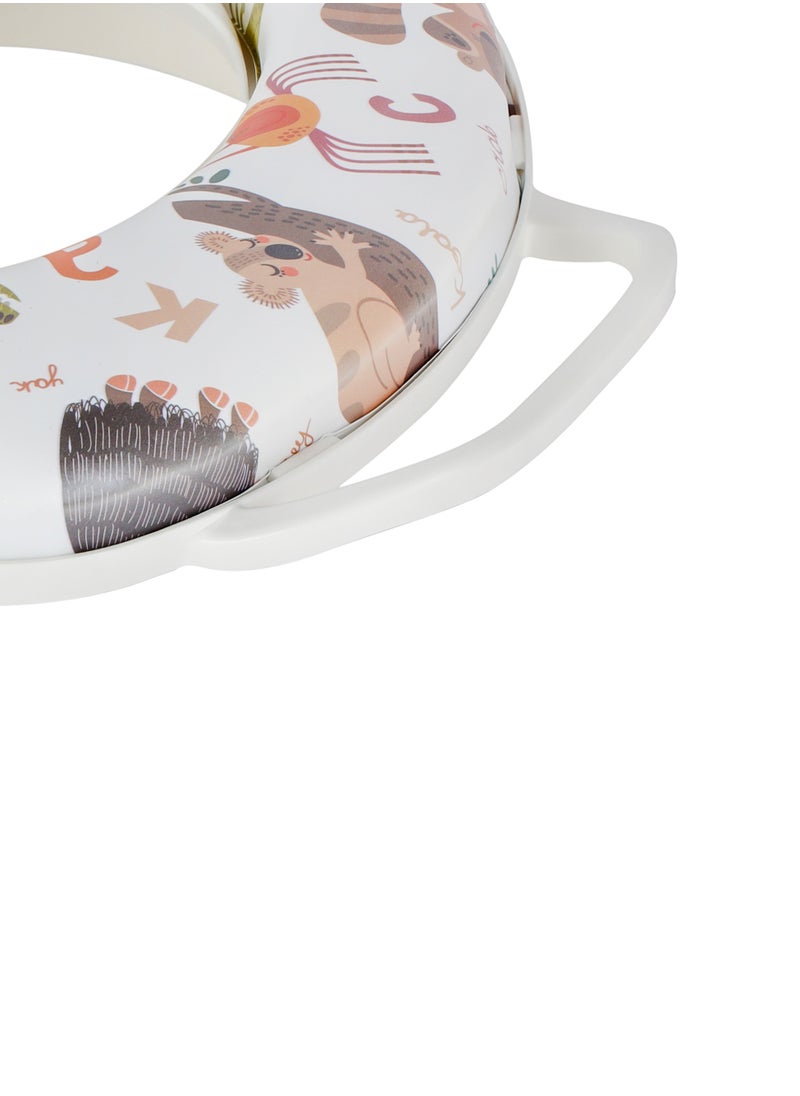 BABY PLUS Potty-Training Seat – Comfortable, Non-Slip Design with Handles, Fun Patterns, Easy-to-Clean for Babies, Toddlers, Boys & Girls, WHITE  - Image 4