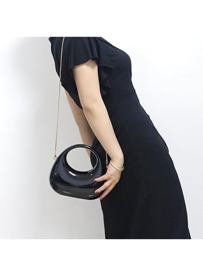A unique moon-shaped acrylic women's handbag with a top handle, perfect for weddings, cocktail parties, and evening events. - Image 5