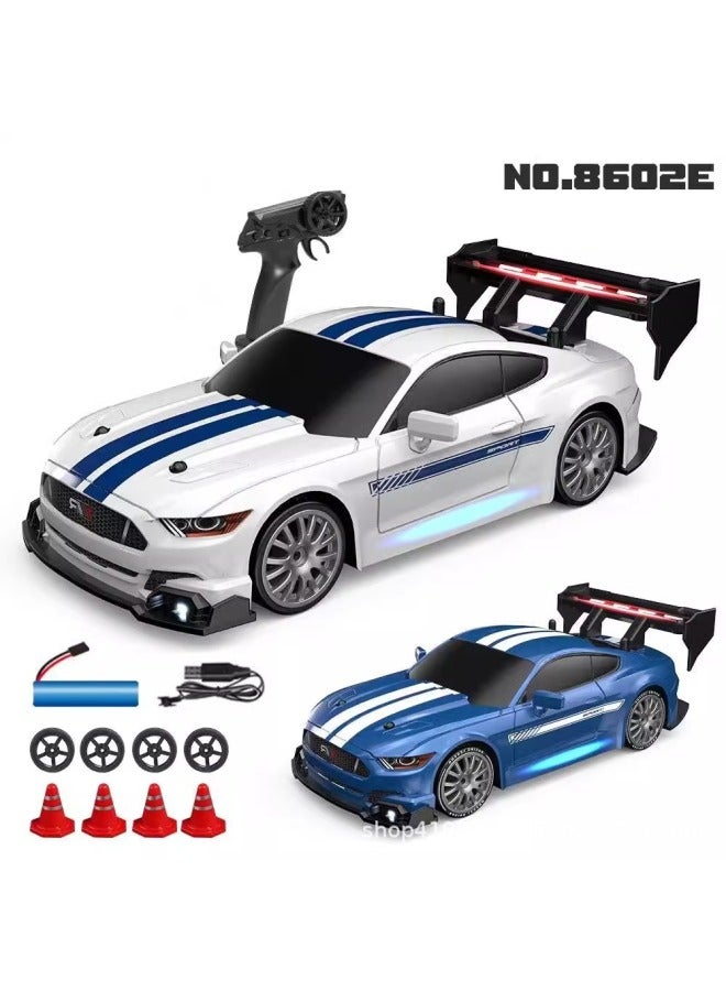 Professional Rc Remote Control Car Four-Wheel Drive High-Speed Drift Racing Gtr Competition Special Charging Toy Mustang Model 