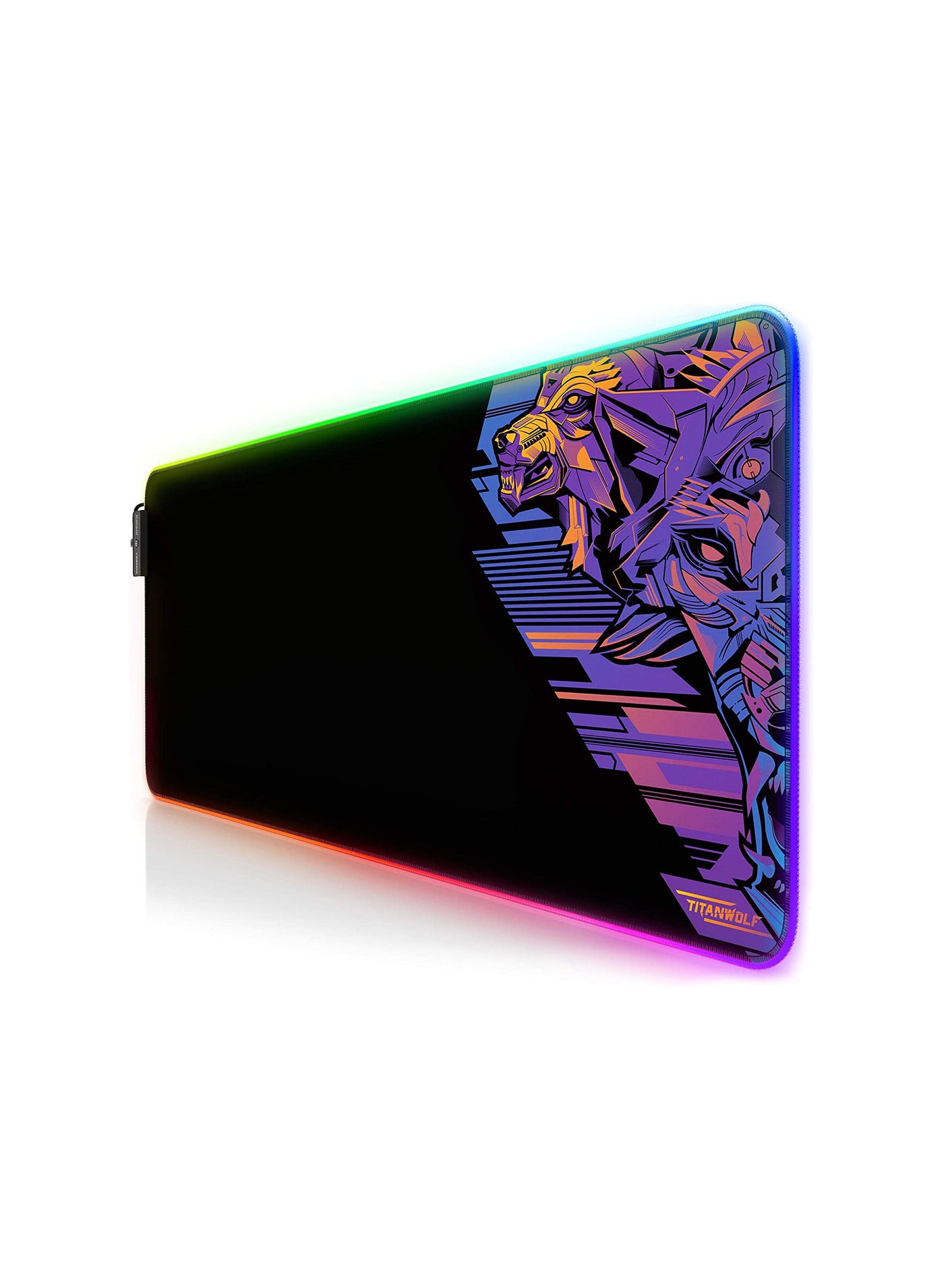 TITANWOLF RGB Gaming Mouse Pad XXL 800x300mm - 7 Color LED Lighting, 4 Effect Modes, Non-Slip Rubber Base, Wipeable