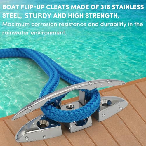 VEITHI 316 Stainless Steel Boat Folding Cleat 5 inch, Flip up Dock Cleat for Deck and Boat, Boat Tie Down Cleats Dock Cleats Folding Cleat Rope Cleat Pop Up Cleat Boat Cleats with Fasteners (4 Pack) - Image 5