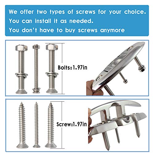 VEITHI 316 Stainless Steel Boat Folding Cleat 5 inch, Flip up Dock Cleat for Deck and Boat, Boat Tie Down Cleats Dock Cleats Folding Cleat Rope Cleat Pop Up Cleat Boat Cleats with Fasteners (4 Pack) - Image 3