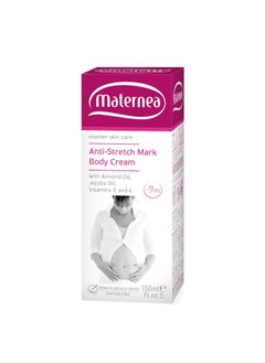 Maternea Anti-Stretch Marks Body Cream with Almond Oil, Jojoba Oil, Vitamins E and C (5 fl.oz. US) Allergen & Perfume Free 