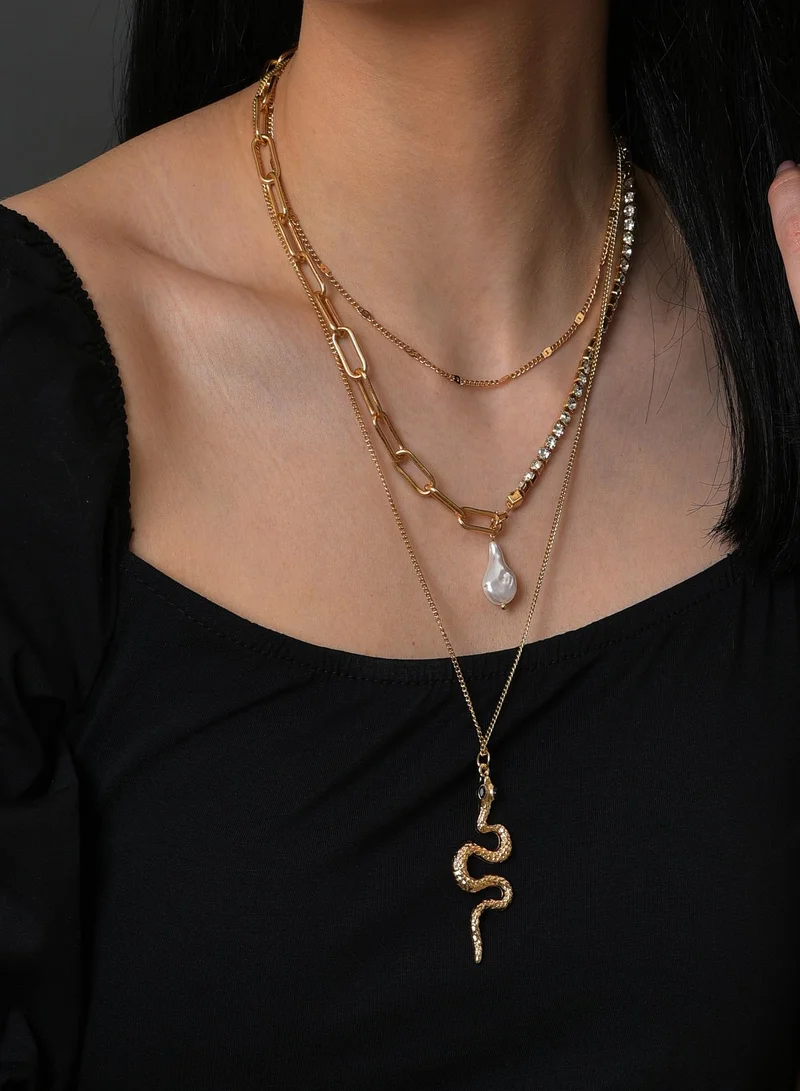 سوهي طقم 3 قلادات صناعية نحاسية