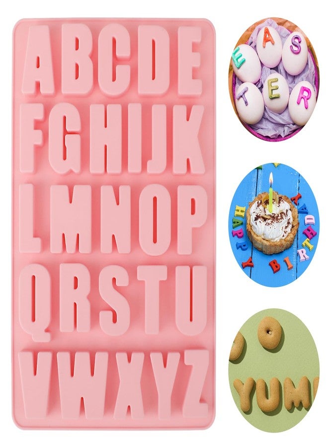 Ymapinc Silicone Alphabet Molds, 26 Cavities Silicone Resin Letter Molds for Chocolate,Crayon, Candy,Cake Baking Decor, Easy to Release and Clean, BPA Free, Pink, 10.67x7.13x0.49 inches - Image 3