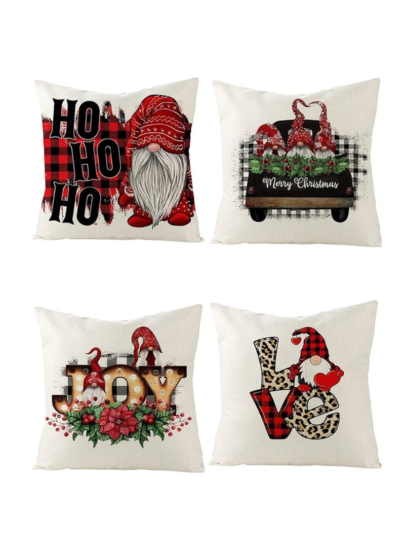 Blue Coral Cushion Cover (Set of 4) Merry Christmas Decorative Throw Pillows Cover Linen Pillowcase Decorations Home Decor Simple Painting Printed Cover for Sofa 45x45 cm - Image 1