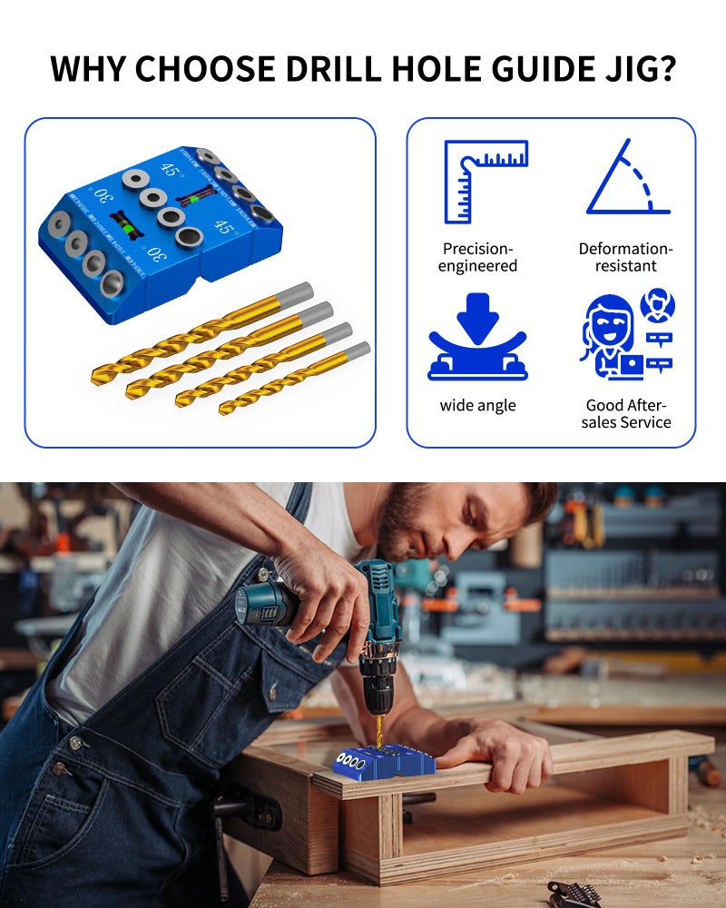 VASTHOME Aluminum 30/45/90Â° Angle Drill Guide Jig for Woodworking - Precision Angled and Straight Hole Drilling with Bubble Level, for Stair Handrail, Deck Post, Cable Railing, Furniture Assembly - Image 5