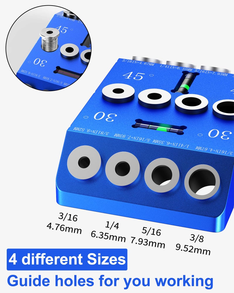 VASTHOME Aluminum 30/45/90Â° Angle Drill Guide Jig for Woodworking - Precision Angled and Straight Hole Drilling with Bubble Level, for Stair Handrail, Deck Post, Cable Railing, Furniture Assembly - Image 2