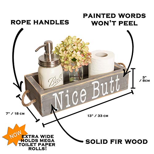 MAINEVENT Nice Butt Bathroom Decor Box, One Box with Print on 2 Sides Farmhouse Bathroom Toilet Decor, Nice Butt Rustic Organizer - Image 4