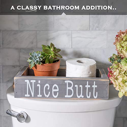 MAINEVENT Nice Butt Bathroom Decor Box, One Box with Print on 2 Sides Farmhouse Bathroom Toilet Decor, Nice Butt Rustic Organizer - Image 2