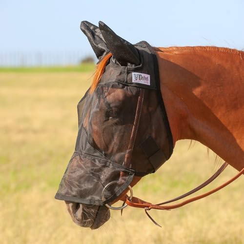 Cashel Quiet Ride Horse Fly Mask with Long Nose and Ears, Black, Draft - Image 4