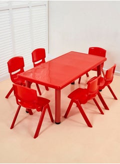 JSAITOYS 7 Pieces Durable Kindergarten Rectangle Furniture Set Desk And Chair  - Image 1